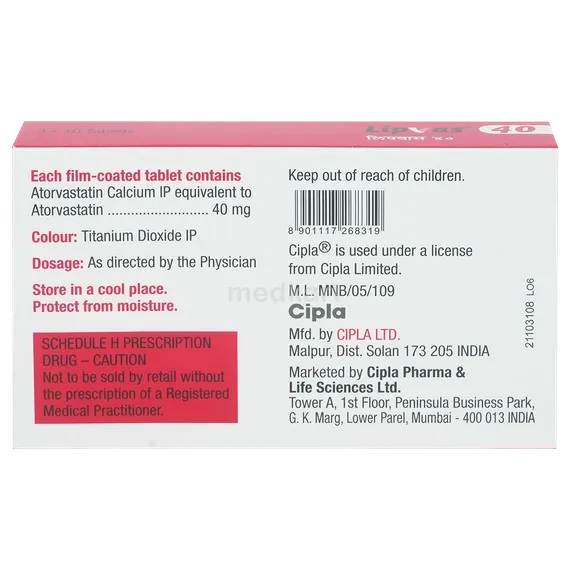 lipvas 40 tablet 10's